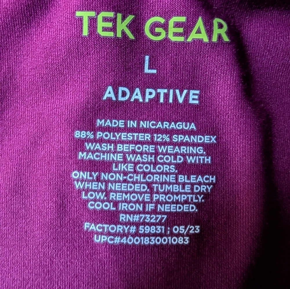 Tek Gear Adaptive Long Sleeve Performance Tee Color: Deco Sangria, LARGE (EUC) - Picture 4 of 5